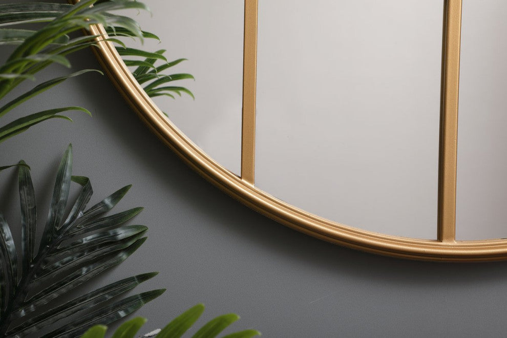 Macey Metal Windowpane Mirror, 32"x32", Brass