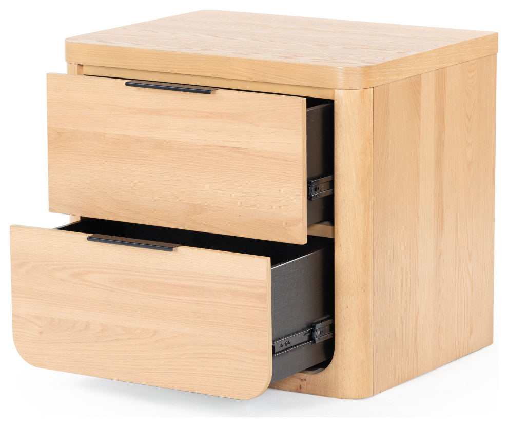 Safavieh Couture Raylie 2 Drawer Wood Nightstand, Natural