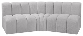 Arc Boucle Fabric Upholstered 3-Pc. U-Shaped Modular Sectional, Grey