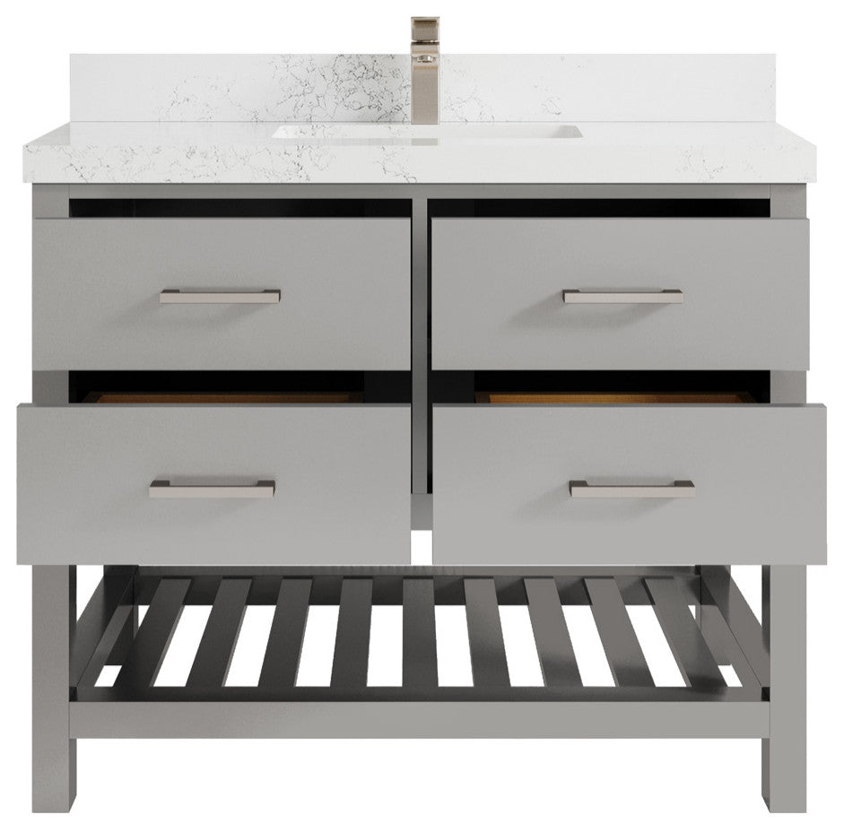 Willow Collections Parker Vanity, Gray, Empira White Quartz, 42"
