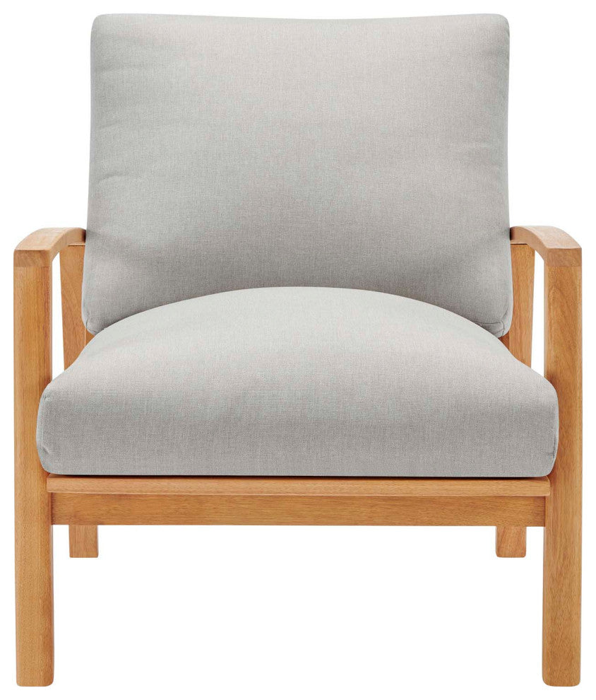 Lounge Chair Armchair, Set of 2, Wood, Brown Natural Gray, Modern, Outdoor