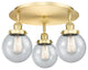 Beacon-3 Light 18" Flush Mount-Satin Gold, Seedy Glass Shade