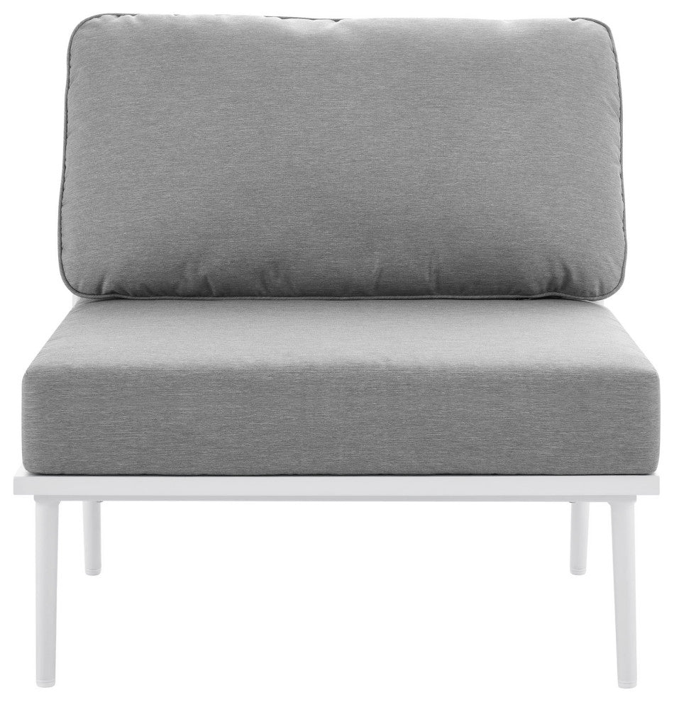 Lounge Middle Chair, White Gray, Aluminum, Modern, Outdoor Hospitality