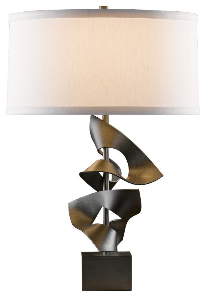 Gallery Twofold Table Lamp, Dark Smoke Finish, Natural Anna Shade