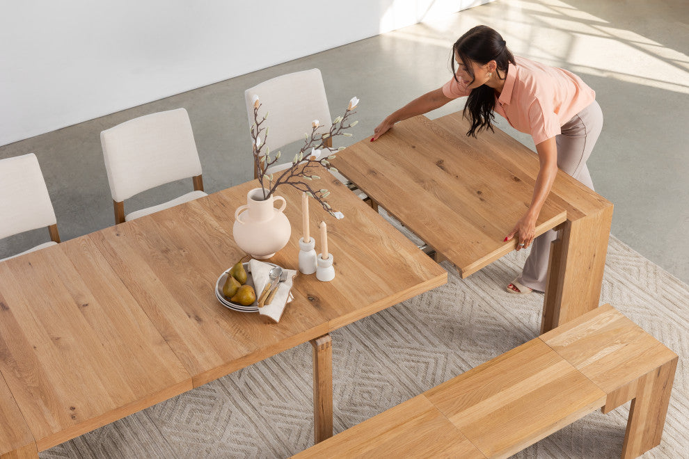 Transformer Table Dining Table Set With 2 Benches, Natural