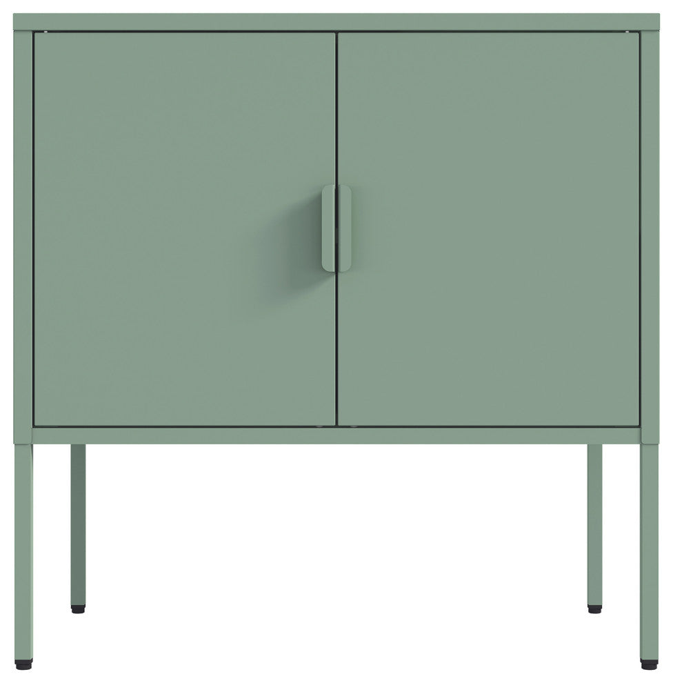 Front-facing product photo on white background showing two-door cabinet.