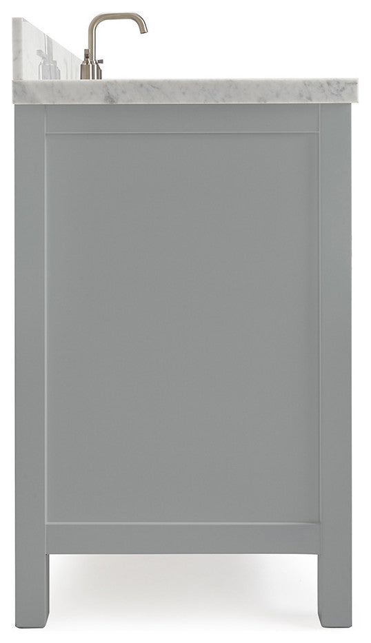 ARIEL Cambridge 61" Single Oval Sink Bathroom Vanity Gray with Marble Top