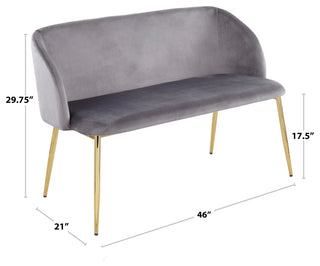 Fran Bench, Chrome Metal, Cream Velvet