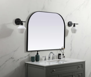 Metal Frame Arch Mirror 40X30 Inch, Black