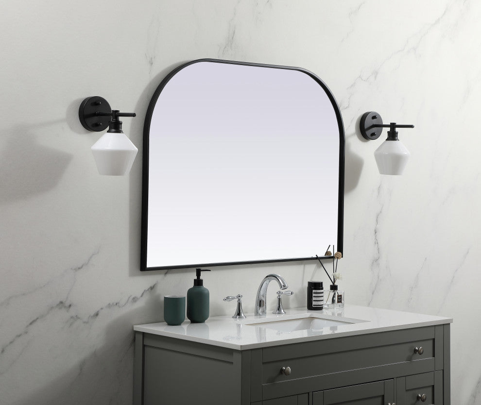 Metal Frame Arch Mirror 40X30 Inch, Black