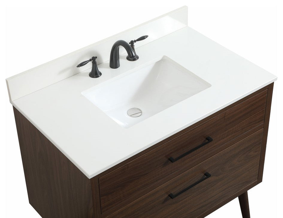 Bella 36" Midcentury Modern Walnut-Light Bathroom Vanity