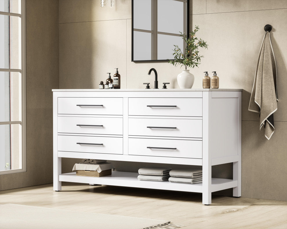 Home Living 60" Single Bathroom Vanity, White