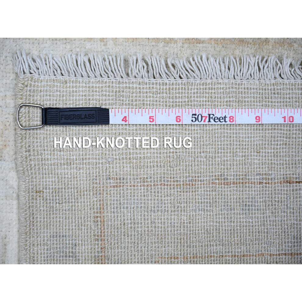 White Wash Peshawar Wool Hand Knotted Oriental Rug, 2'7"x11'3"
