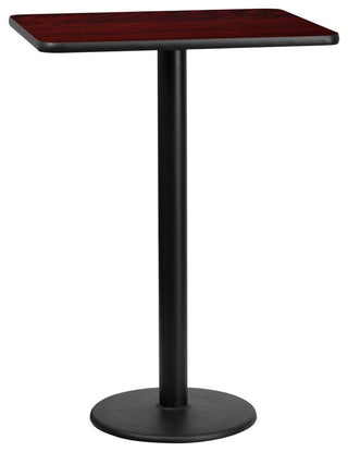 24"x30" Rectangular Mahogany Laminate Table Top With 18" Round Base