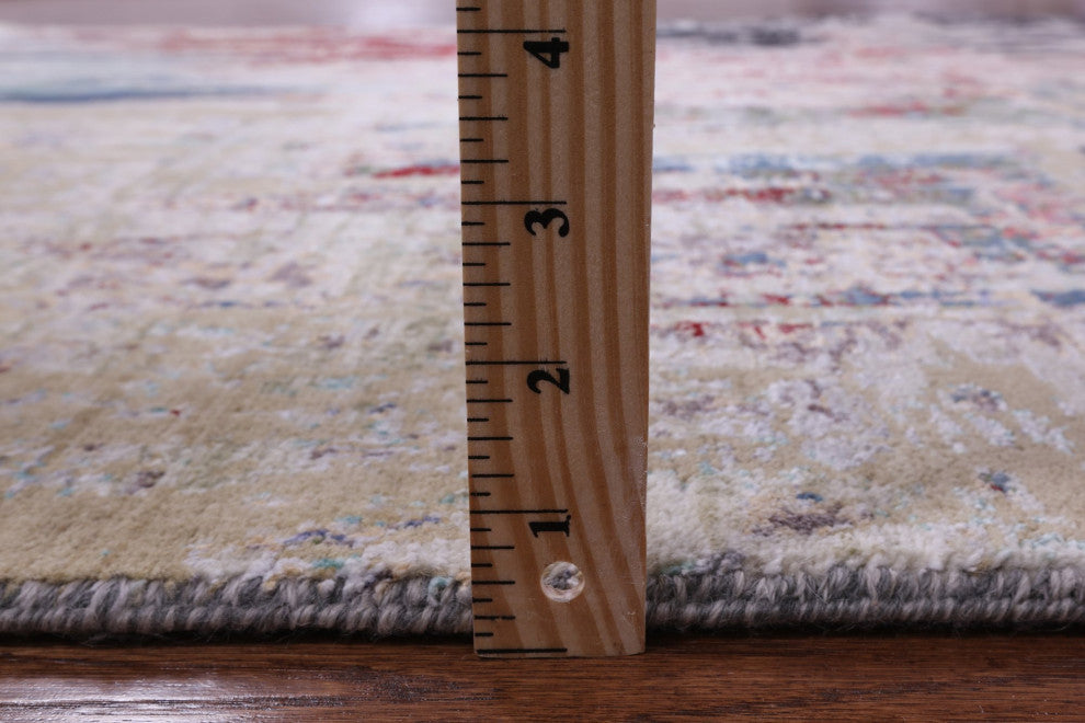 6' 0" X 8' 10" Abstract Hand Knotted Wool and Silk Rug Q8889