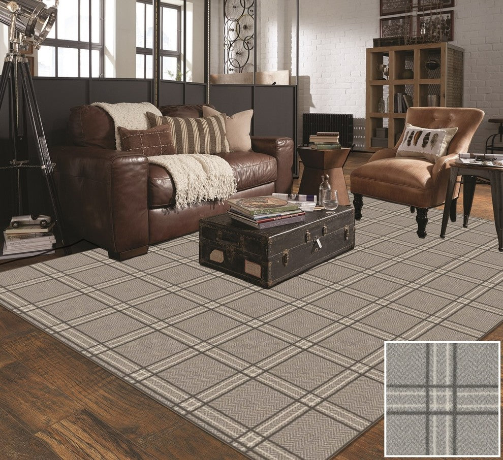 Greyfell Herrington Plaid Area Rug Milliken Tactesse Nylon, 7'x10'