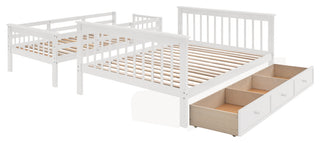 Gewnee Stairway Twin-Over-Full Bunk Bed with Drawer in White