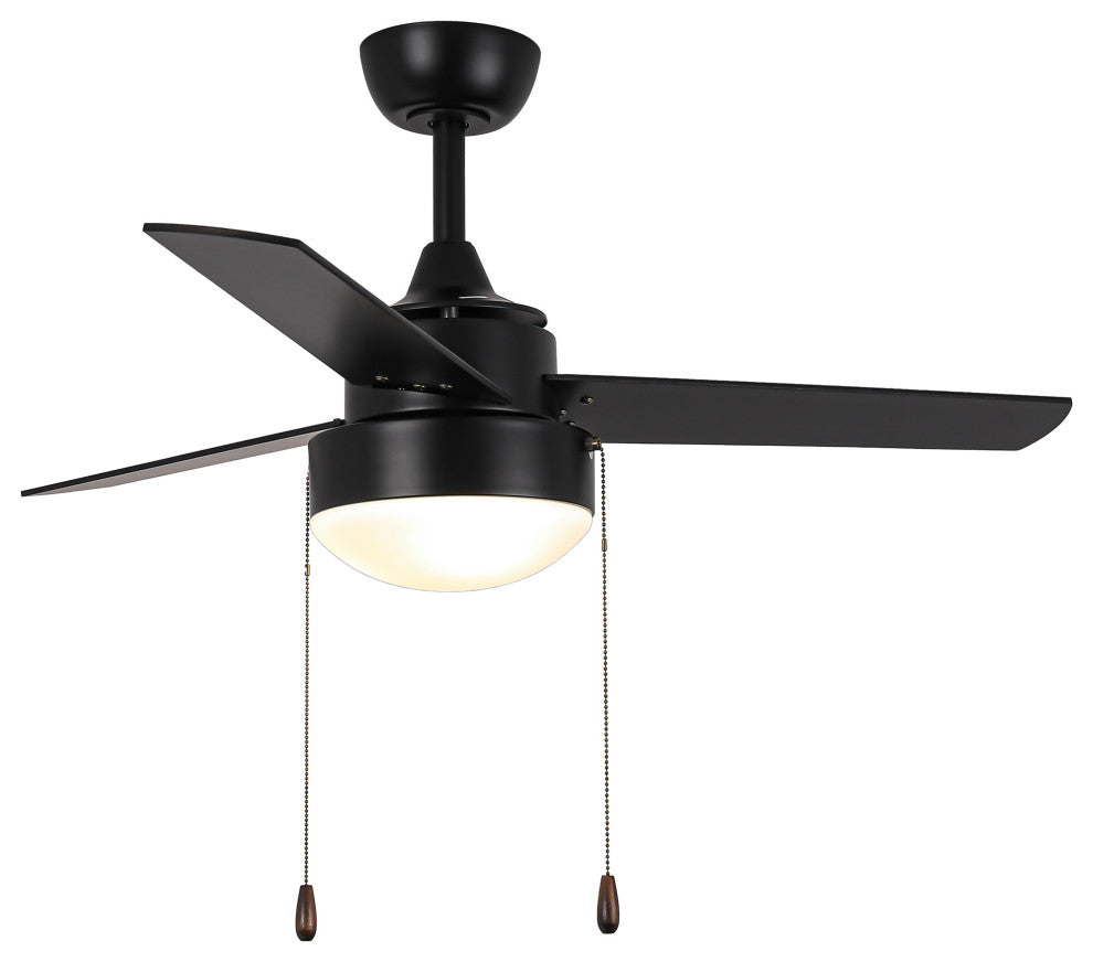 42-inch Industrial Black Ceiling Fan with Light and Pull Chain