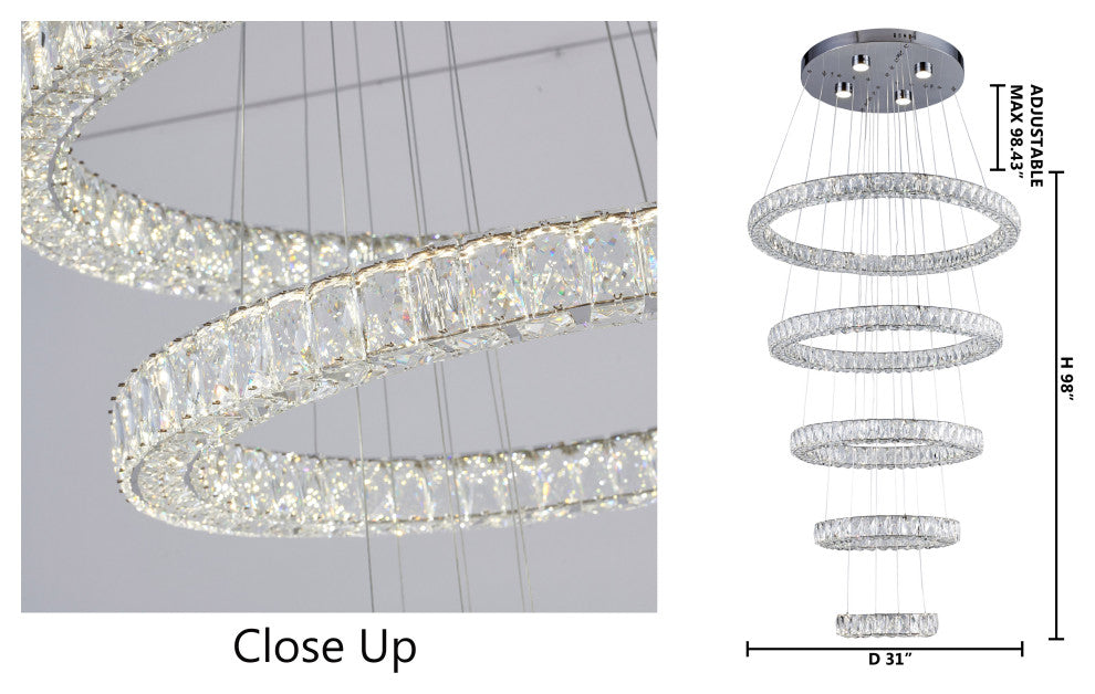 Triple Sided Clear Crystal Ring Chandelier