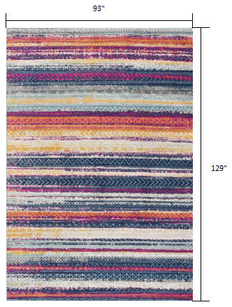 8"x11" Multicolor Irregular Striped Area Rug