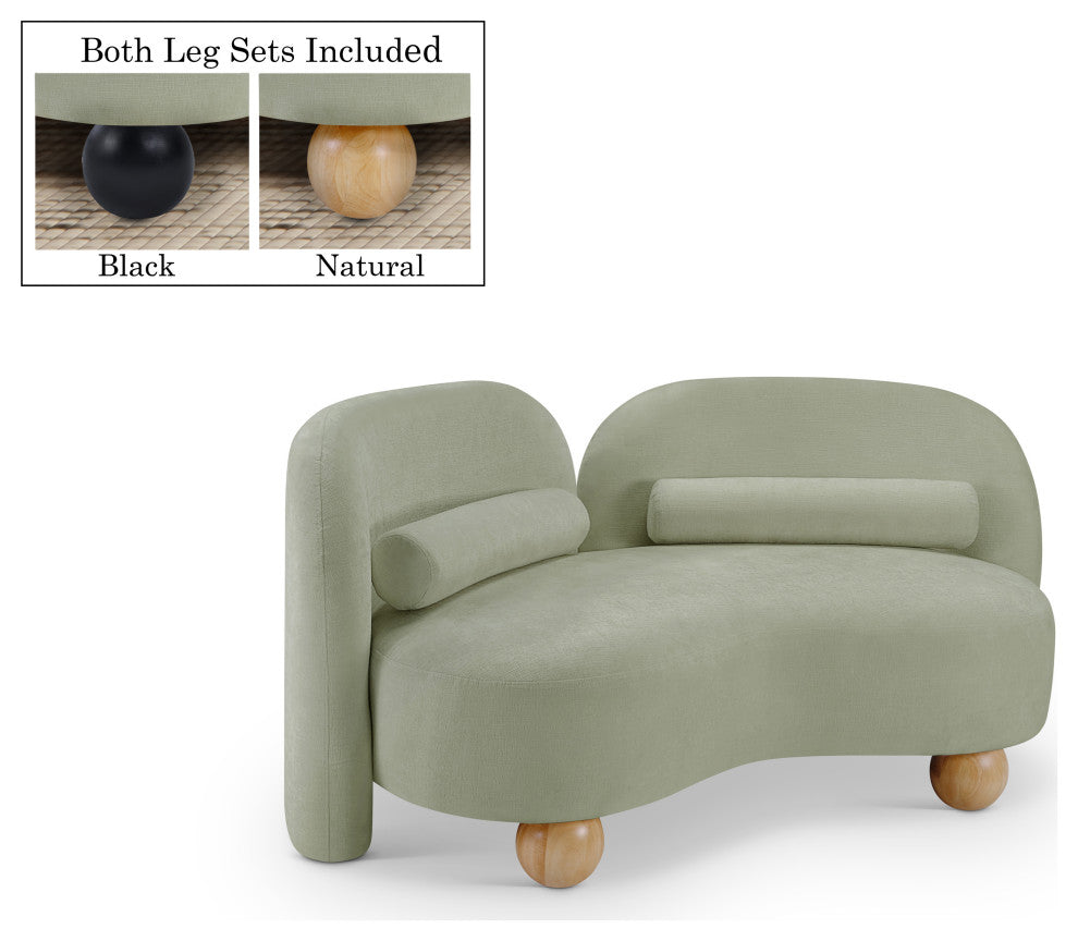 Daphne Upholstered Chair/Loveseat/Sofa, Mint, Chenille Fabric, Loveseat