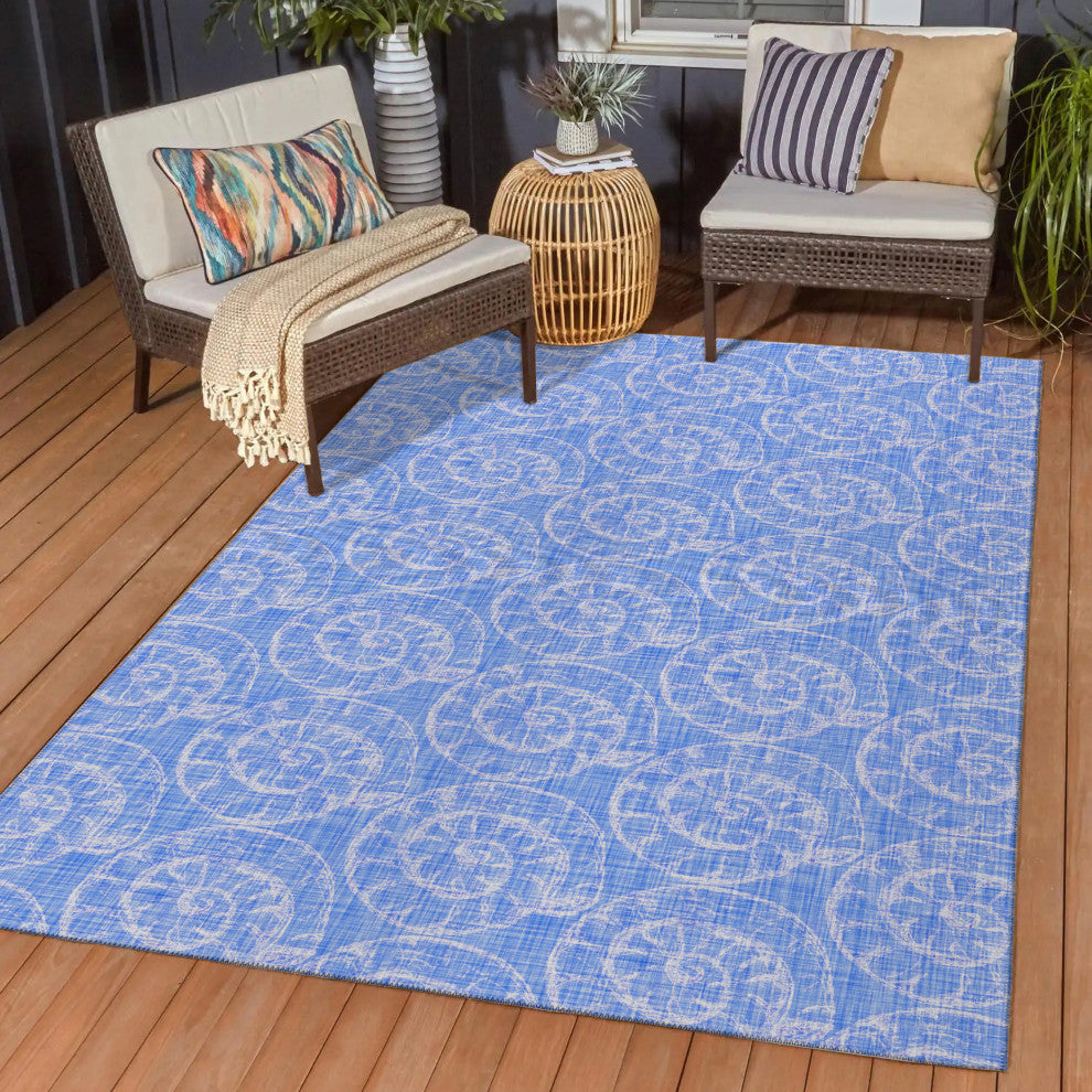 Indoor/Outdoor Seabreeze SZ11 Cobalt Machine Washable 3' x 5' Rug