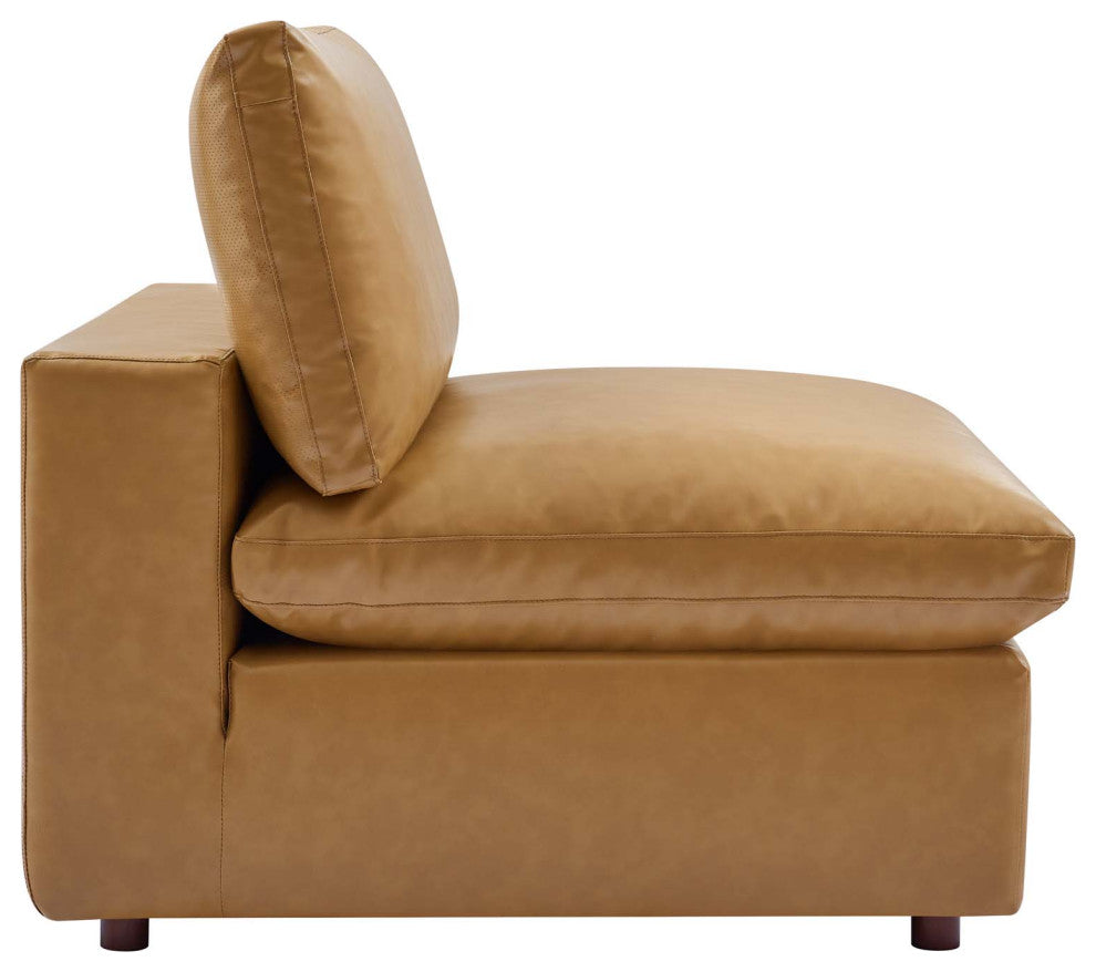 Commix Down Filled Overstuffed Vegan Leather 6-Piece Sectional Sofa - Tan