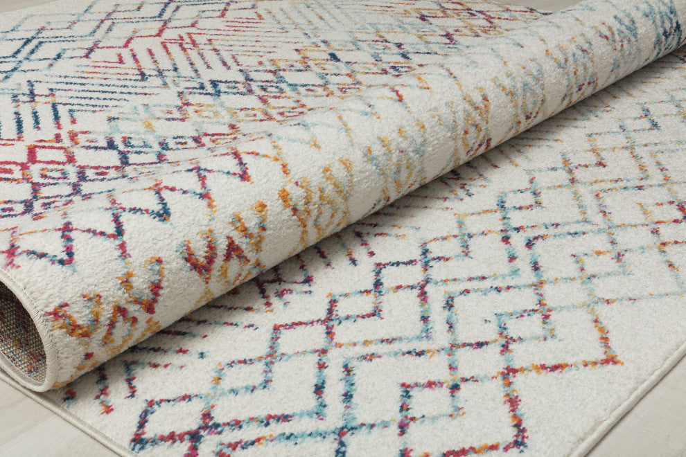 Cove Prismatic Delight Moroccan Tribal White Area Rug, 8'3"x10'0"