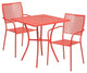 28'' Square Indoor-Outdoor Steel Patio Table Set With 2 Square Back Chairs, Cora