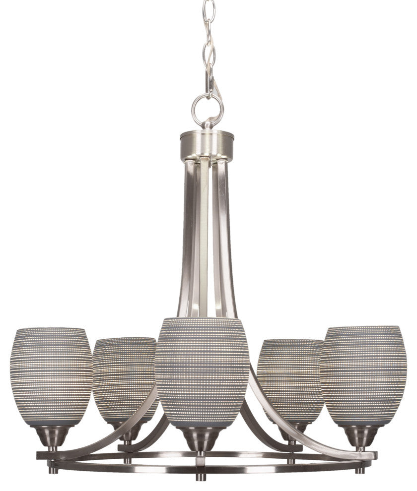 Paramount 5-Light Chandelier, Brushed Nickel, 5" Gray Matrix Glass