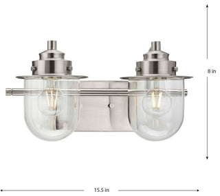 Northlake Collection Two-Light Brushed Nickel Clear Glass Bath Light