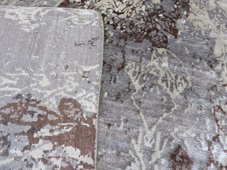 6x9 Handmade Gray Modern Abstract Oriental Rug With Silk