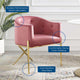 Tufted Side Dining Chair, Velvet, Metal, Pink, Modern, Cafe Bistro Restaurant