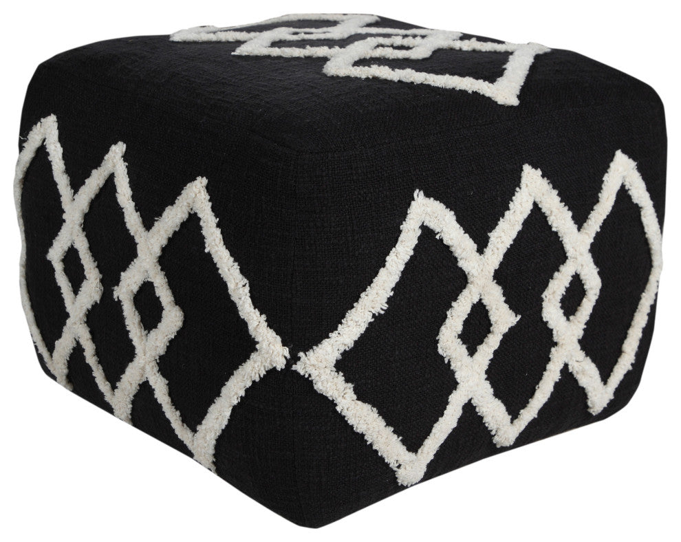 Textured Overlapping Diamonds Pouf Ottoman