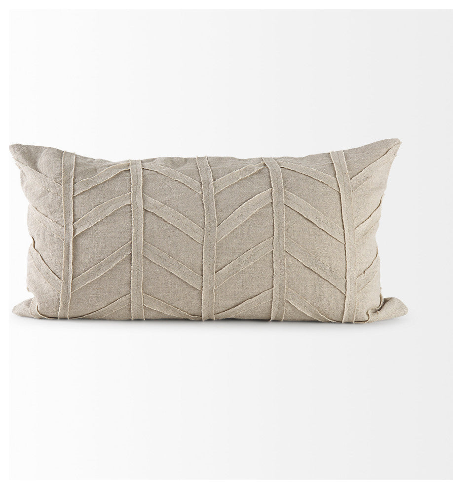 Mercana "Ivivva" 14x26 Beige Fabric Textured Decorative Pillow Cover