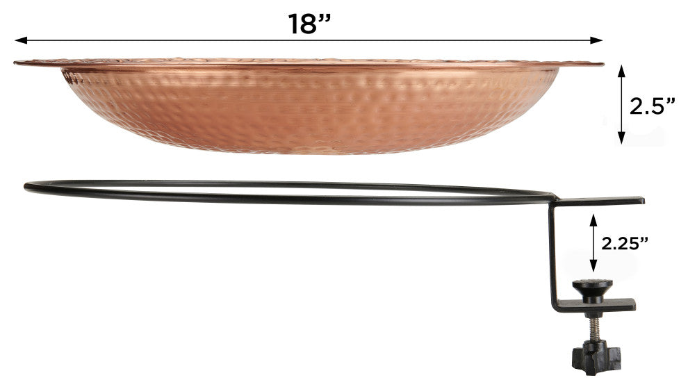 Pure Copper 18" Deck Mount Bird Bath By Good Directions