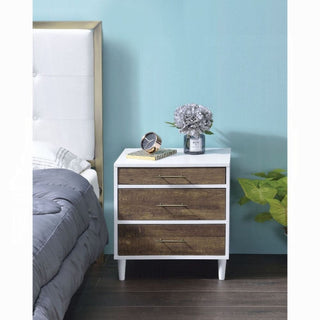 ACME Lurel Nightstand, White and Weathered Oak