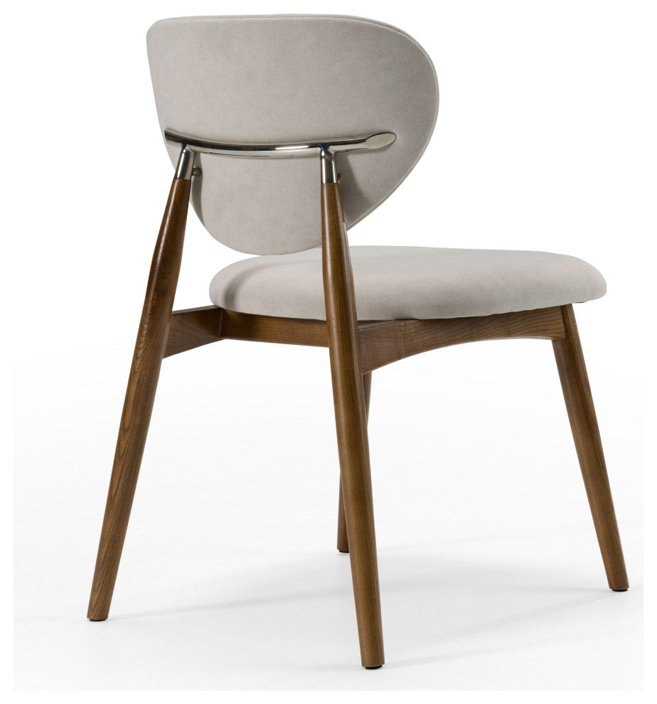 Modrest Savannah Mid-Century Modern Grey Fabric, Walnut Dining Chair
