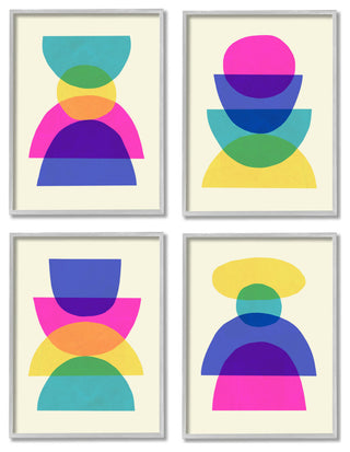 Intergalactic Rainbow Abstract Transparent Geometric Shapes , 4pc, each 16 x 20