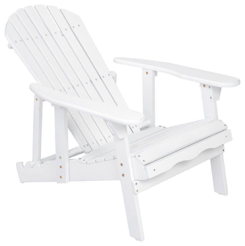 GDF Studio Katherine Outdoor Reclining Wood Adirondack Chairs, Set of 2, White