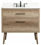 Bella 36" Midcentury Modern Natural Oak-Light Bathroom Vanity
