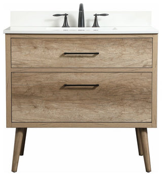 Bella 36" Midcentury Modern Natural Oak-Light Bathroom Vanity
