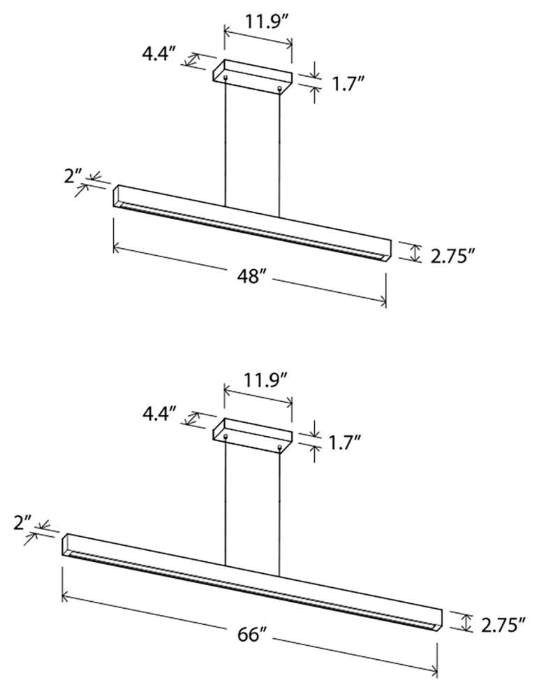 Una LED Linear Pendant 48" White Washed Oak, Uplight/Downlight, 3500K