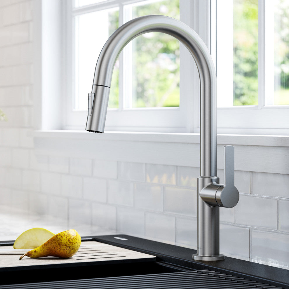 Oletto Pull-Down 1-Hole Kitchen Faucet, Spot Free Stainless Steel