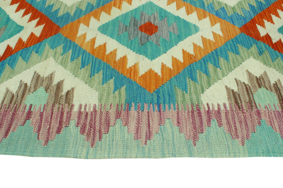 Sangat Kilim Belva Light Green/Blue Runner, 2'7x9'11