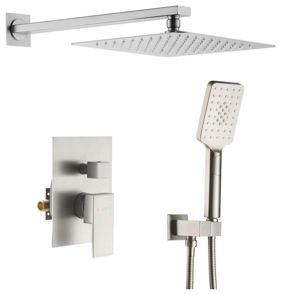 Cube Pressure 2-Function Shower System, Rough-In Valve, Brushed Nickel