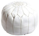 Moroccan Leather Pouf, White