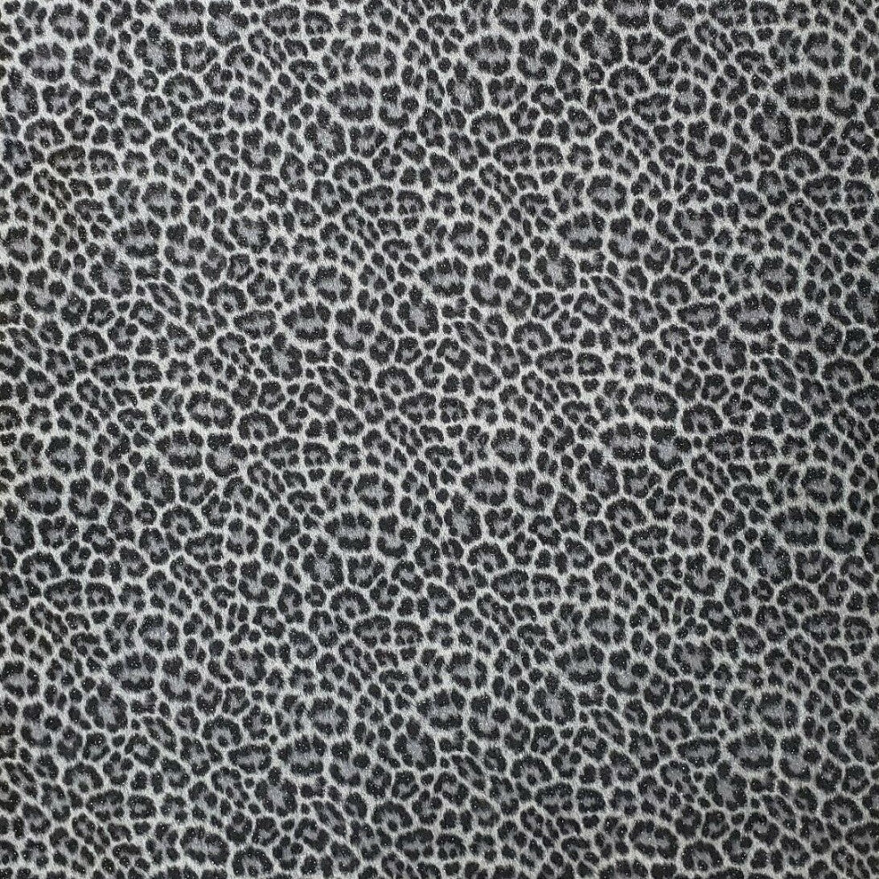 Wallpaper black silver glitter leopard textured animal skin, 27 Inc X 33 Ft Roll