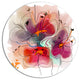 Red Blue Flower Illustration, Floral Disc Metal Wall Art, 38"