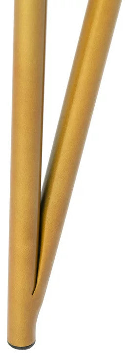 Contemporary Desk, Elegant Hairpin Legs & Handless Storage Drawers, White/Brass